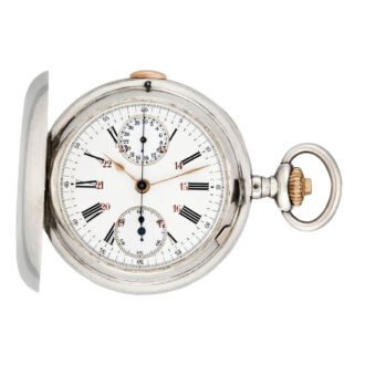 Swiss silver watch with chronograph and register Circa 1900