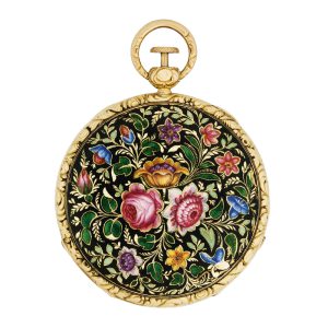 French 18K gold and champlevé enamel pocket watch Circa 1825