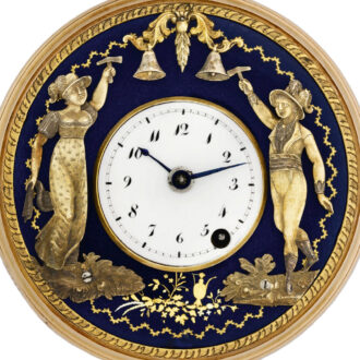 Swiss gold quarter repeater with automaton Jacks Circa 1815