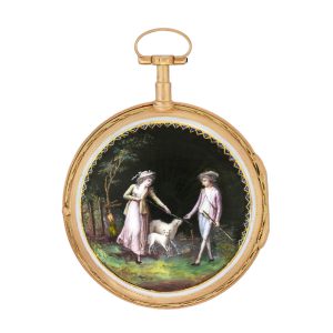 French 18k gold and enamel verge pocket watch Circa 1800
