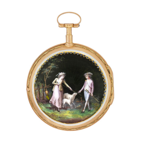 French 18k gold and enamel verge pocket watch Circa 1800