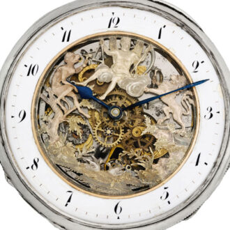 Swiss silver quarter repeater with automaton Jacks Circa 1820