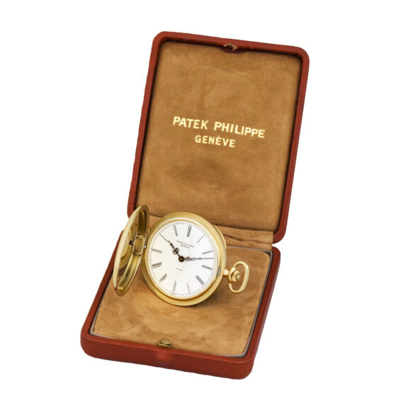 Swiss 18K yellow gold hunting cased dress watch Circa 1981