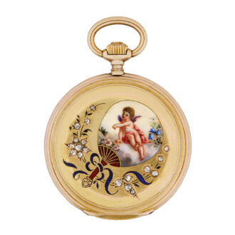 Swiss 18K gold and enamel hunting cased lady's watch Circa 1900
