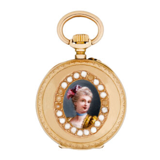 Swiss gold lady's pendant watch with portrait Circa 1890