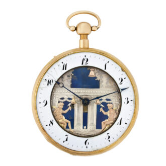 Swiss gold automaton watch with striking jacks Circa 1810 Swiss gold automaton watch with striking jacks Circa 1810