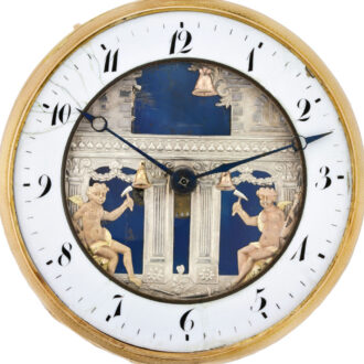 Swiss gold automaton watch with striking jacks Circa 1810 Swiss gold automaton watch with striking jacks Circa 1810