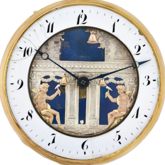 Swiss gold automaton watch with striking jacks Circa 1810 Swiss gold automaton watch with striking jacks Circa 1810
