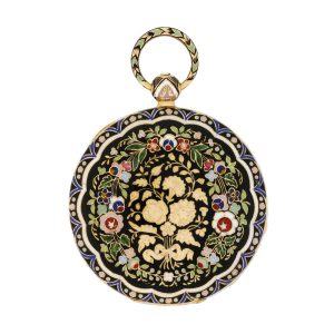 French gold, champlevé enamel decorated pocket watch Circa 1830