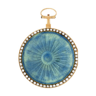 Swiss gold, aquamarine enamel and pearl watch Circa 1795