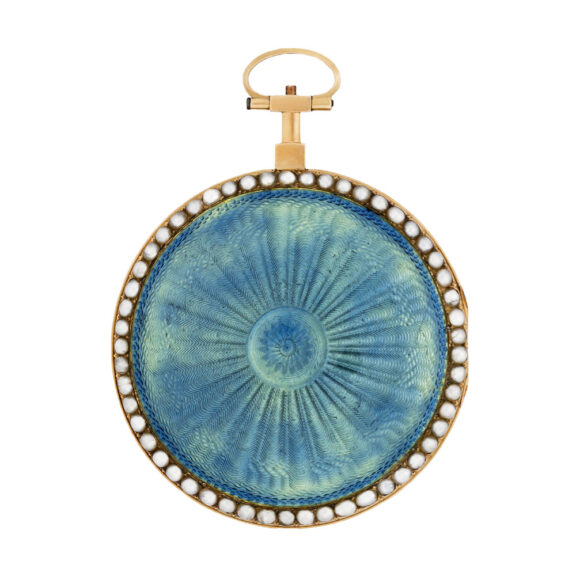 Swiss gold, aquamarine enamel and pearl watch Circa 1795