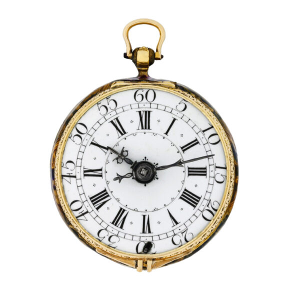 Swiss gold and painted-on enamel pendant watch Circa 1690 Swiss gold and painted-on enamel pendant watch Circa 1690