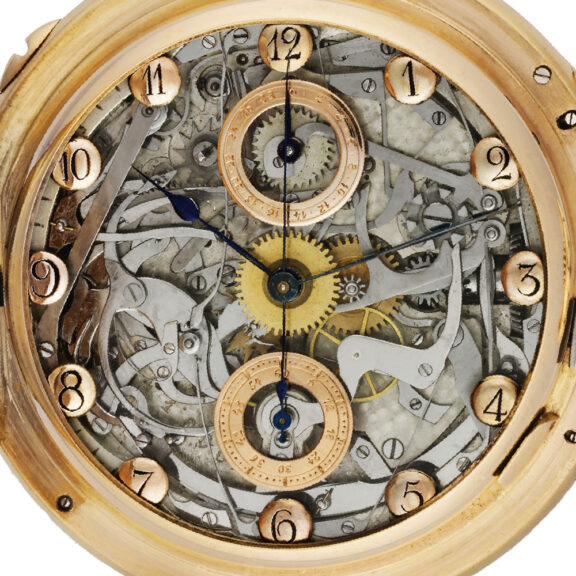 Swiss gold repeater with chronograph and grande sonnerie Circa 1890 Swiss gold repeater with chronograph and grande sonnerie Circa 1890