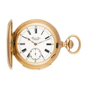 Swiss pink gold minute repeating hunting cased pocket watch Circa 1880