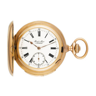 Swiss pink gold minute repeating hunting cased pocket watch Circa 1880