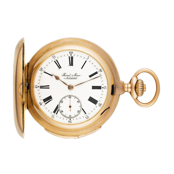 Swiss pink gold minute repeating hunting cased pocket watch Circa 1880
