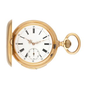 Swiss 18K pink gold hunting cased pocket watch Circa 1890