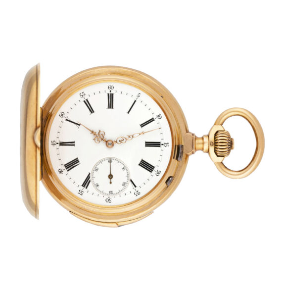Swiss 18K pink gold hunting cased pocket watch Circa 1890
