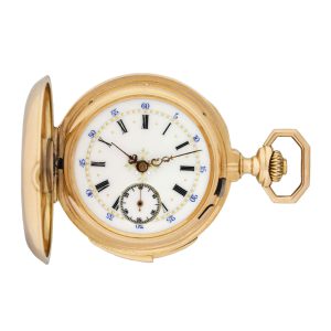Swiss 18K gold hunting cased minute repeater Circa 1890