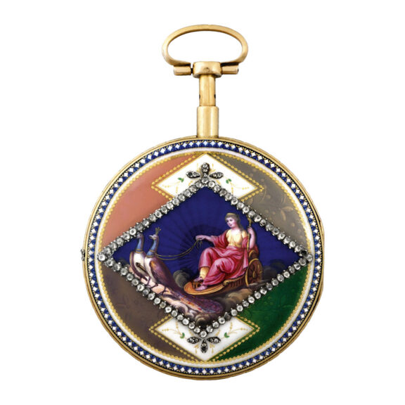 Swiss gold enamel and diamond set pocket watch Circa 1780