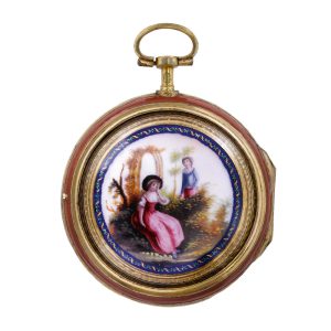 French gilt-metal, enamel and paste-set pocket watch Circa 1785