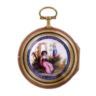 French gilt-metal, enamel and paste-set pocket watch Circa 1785