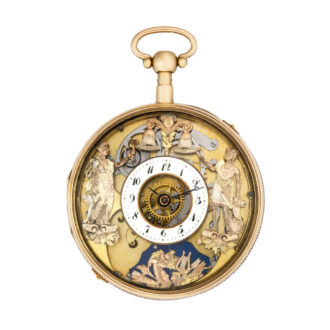 Swiss gold half-skeletonised erotic automaton Circa 1815