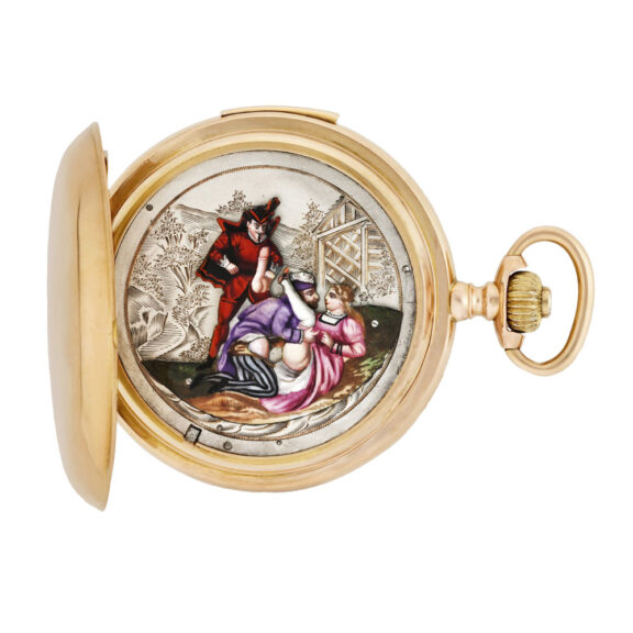 Swiss gold repeater with concealed erotic automaton Circa 1890