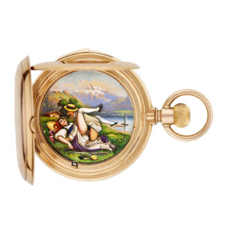 Swiss 14k gold repeater with hidden erotic scene Circa 1890