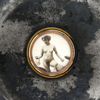 Swiss gunmetal pocket watch with passing erotic automata Circa 1901
