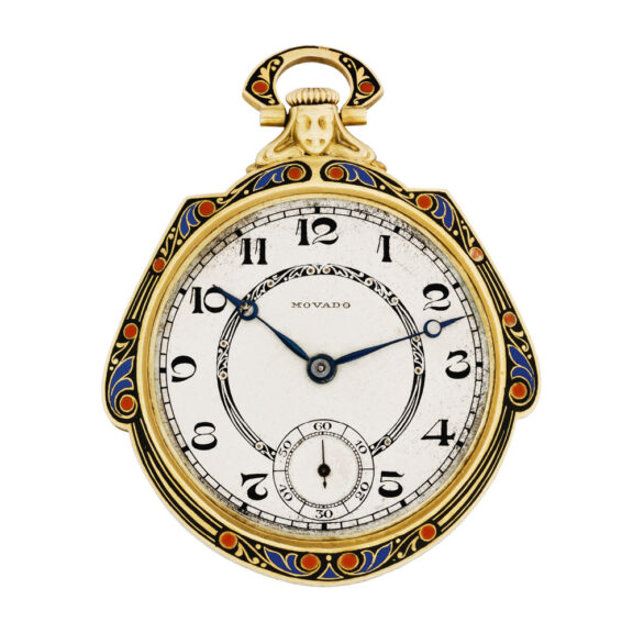 Swiss 18k gold, enamel Art Nouveau dress watch Circa 1910