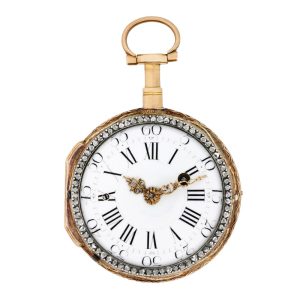 French varicoloured gold and diamand-set pocket watch Circa 1760