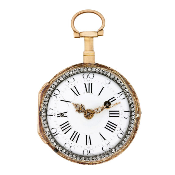 French varicoloured gold and diamand-set pocket watch Circa 1760