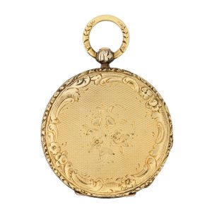 French 18K gold lady's slim miniature pendant watch Circa 1850