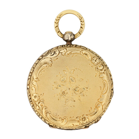 French 18K gold lady's slim miniature pendant watch Circa 1850