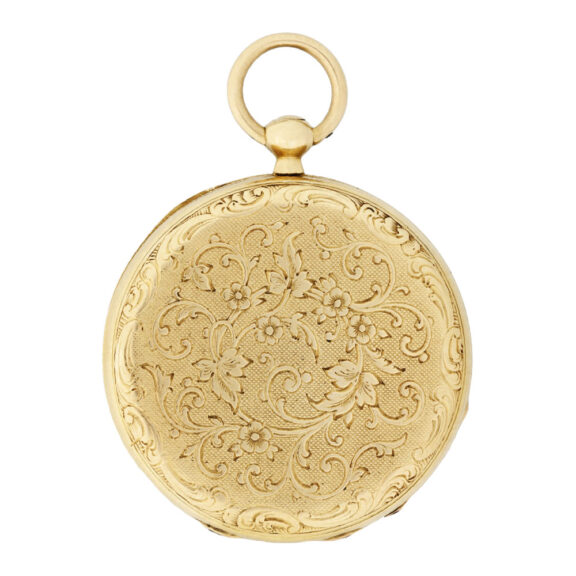 French 18K gold open faced lady's pendant watch Circa 1850