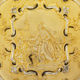 Swiss gold and enamel extra flat pocket watch Circa 1830 Swiss gold and enamel extra flat pocket watch Circa 1830