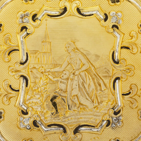 Swiss gold and enamel extra flat pocket watch Circa 1830 Swiss gold and enamel extra flat pocket watch Circa 1830