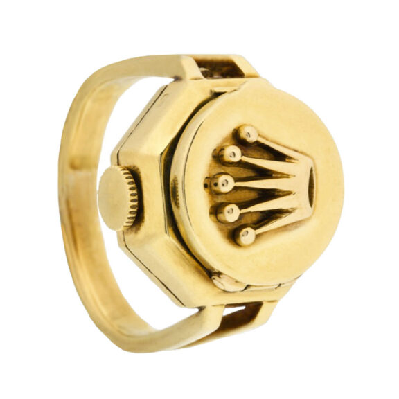 Swiss 18 carat gold octagonal ring watch Circa 1950 Swiss 18 carat gold octagonal ring watch Circa 1950