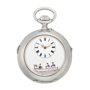 Swiss silver watch with cylinder musical movement Circa 1905