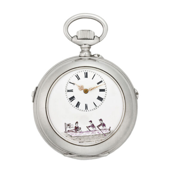 Swiss silver watch with cylinder musical movement Circa 1905