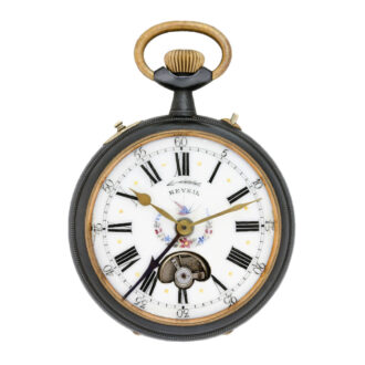 Swiss gun-metal open faced musical pocket watch Circa 1910