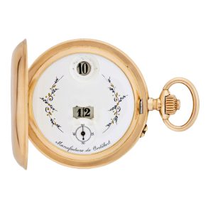 Swiss pink gold digital lever watch with jump hours Circa 1900