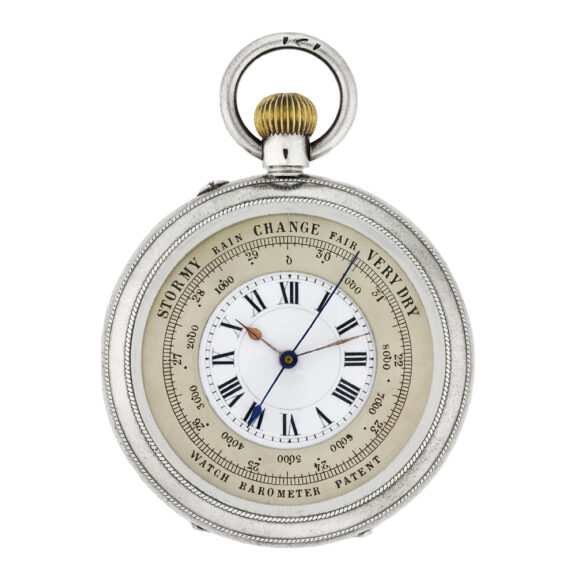 Swiss silver pocket watch with combined barometer Circa 1900