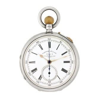 English silver watch with chronograph stopwatch Circa 1890
