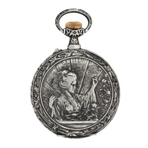 Swiss silver Art Nouveau keyless pocket watch Circa 1890
