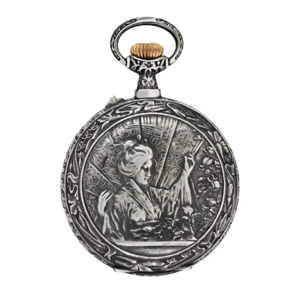 Swiss silver Art Nouveau keyless pocket watch Circa 1890 Swiss silver Art Nouveau keyless pocket watch Circa 1890