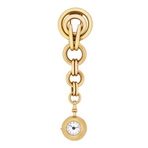 Swiss gold pendant ball watch with bezel winding Circa 1878