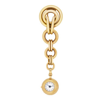 Swiss gold pendant ball watch with bezel winding Circa 1878