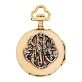 French gold pendant watch with diamond monogram Circa 1880